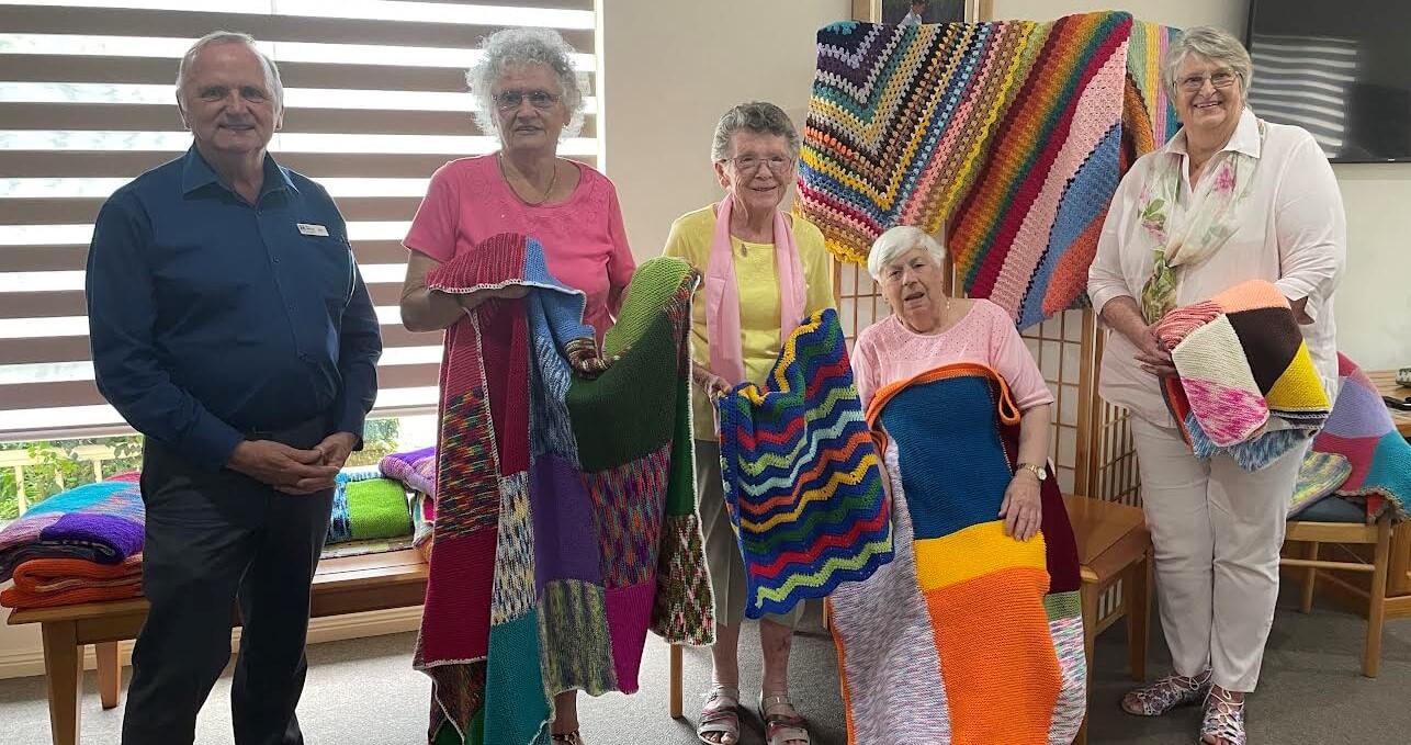 Lincoln Gardens residents donate beautiful hand knitted blankets to the Port Macquarie Base Hospital Palliative Care team