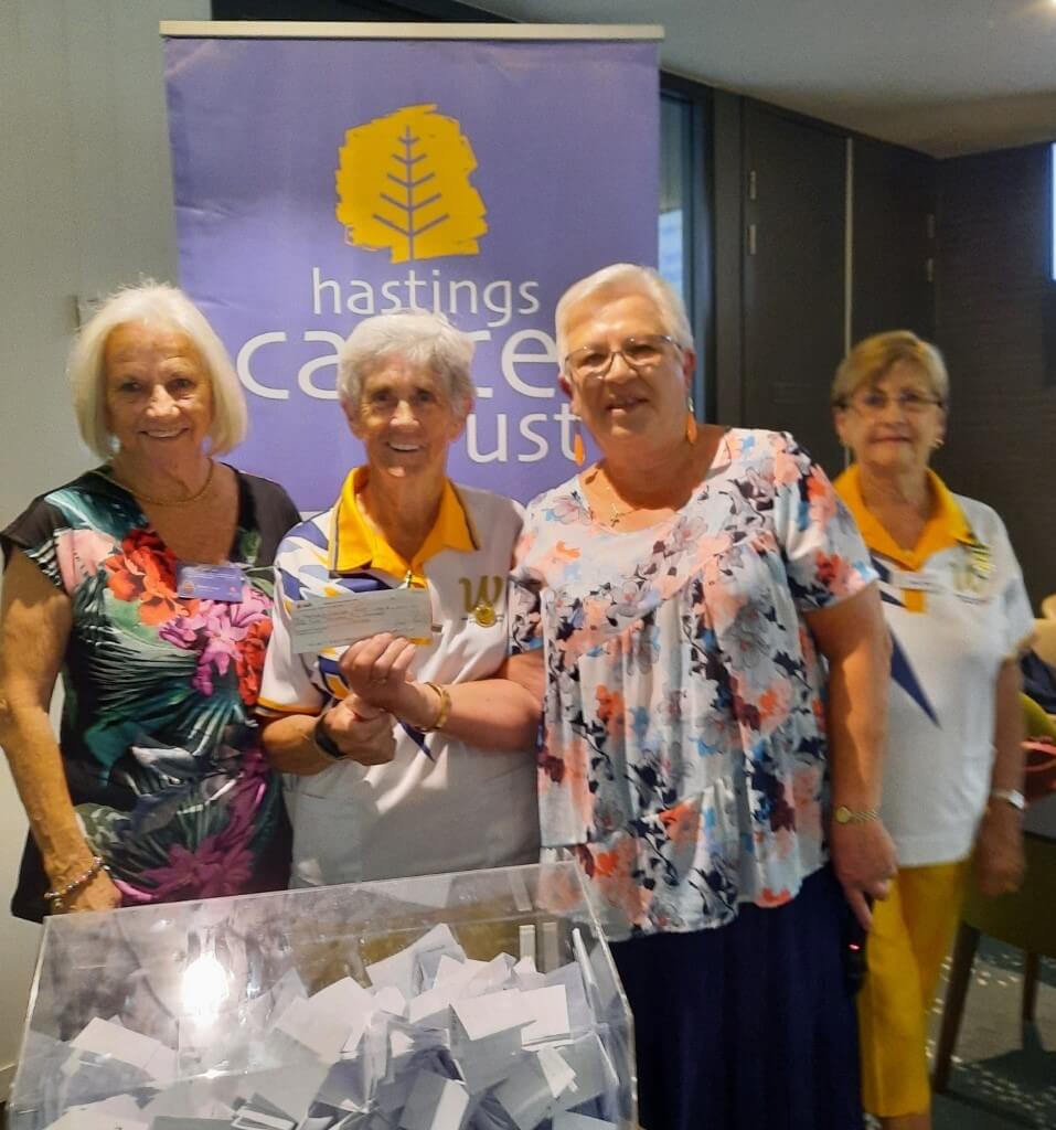 The West Port Ladies Bowlers present a $4,500 cheque to Lyn Frances and Ronda Laws image