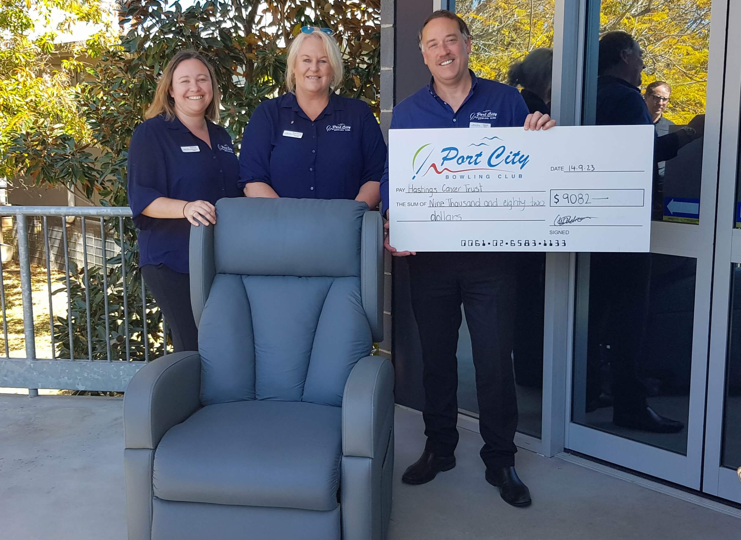 Port City Bowling Club has partnered with Hastings Cancer Trust to deliver four comfortable recliners to Wauchope District Memorial Hospital’s Palliative Care Unit. image