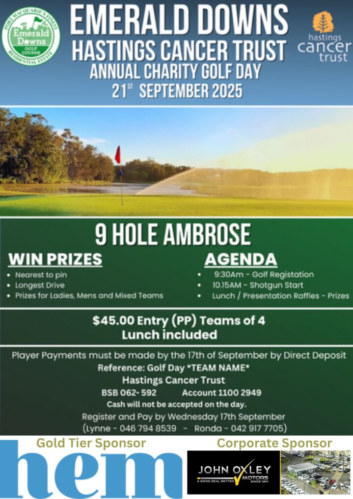 <b>Emerald Downs Golf Day coming 21st September</b>